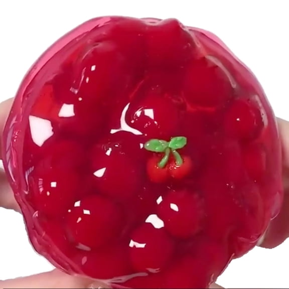 60ML Red Cherry Crystal Mud Slime, Cloud Slime with Sponge Texture, Non-Sticky Scented Putty, Stress Relief Squishy Toy