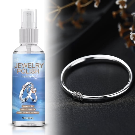 60ML Silver Cleaner for Sterling Silver Jewelry & Watches – Tarnish Remover, Polishing Solution with Anti-Oxidation Protection, Spray Design for Home, Travel & Professional Use