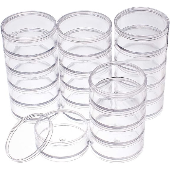 60ML Stackable Round Plastic Containers 4 Column(5 Layer/Column) Bead Storage Jars for Beads, Buttons, Crafts and Small Findings