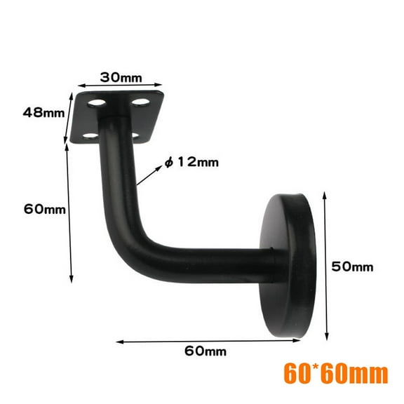 60Mm/80Mm Stair Handrail Brackets Black Stair Handrail Rack Bannister Wall Support Hand Rail Balustrade Strong Home Hardware Kit