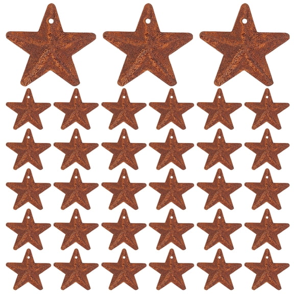 60PCS 1" Rusty Metal Barn Star Vintage Primitives Country Decor Tin Steel Stars with Holes Rustic Ornament Original Retro Accents DIY