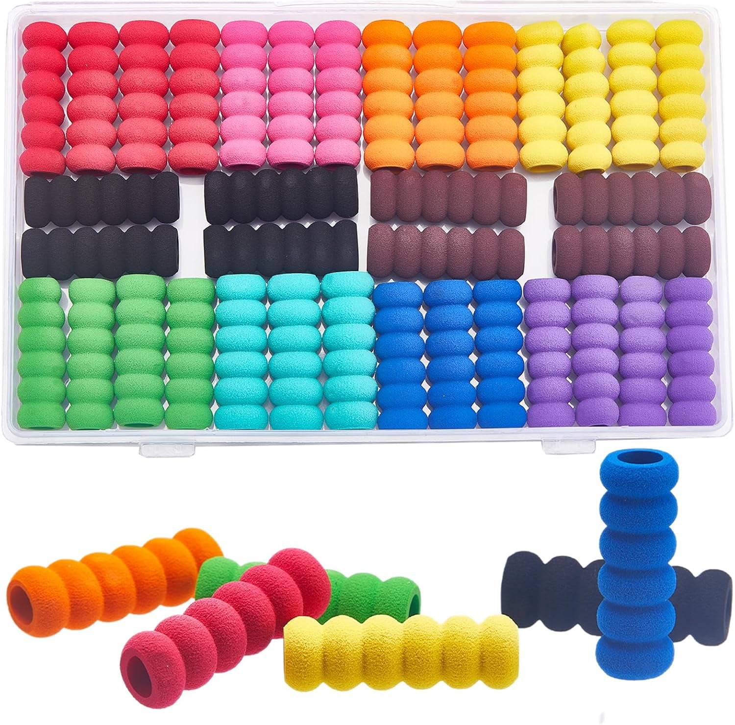 60PCS 10 Colors Foam Pencil Cushion Grips Painting Writing Drill Pen Grippers Writing Comfort Soft Pen Grips Point Drill Pen Sleeve Posture Correction Tool for Adults Handwriting