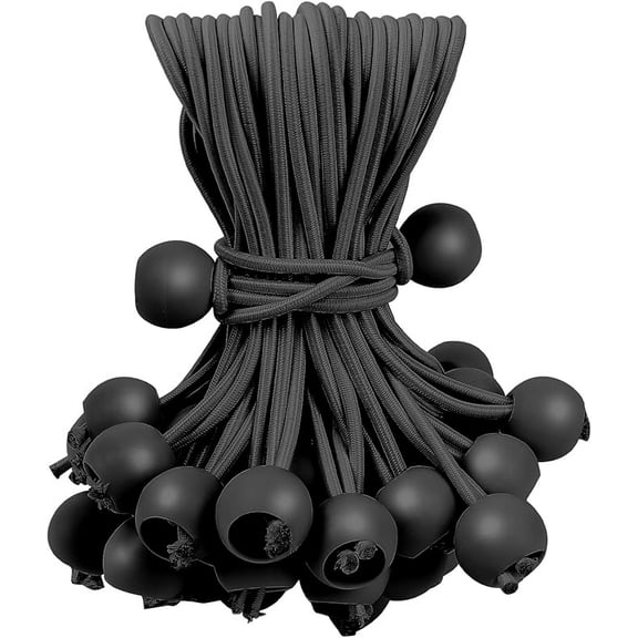 60PCS 10inch Ball Bungee Cords, Heavy Duty Outdoor Bungee Cord with Balls, Tarp Tie Down Bungee Balls for Shelter, Camping, Cargo,Tent Poles UV Resistant
