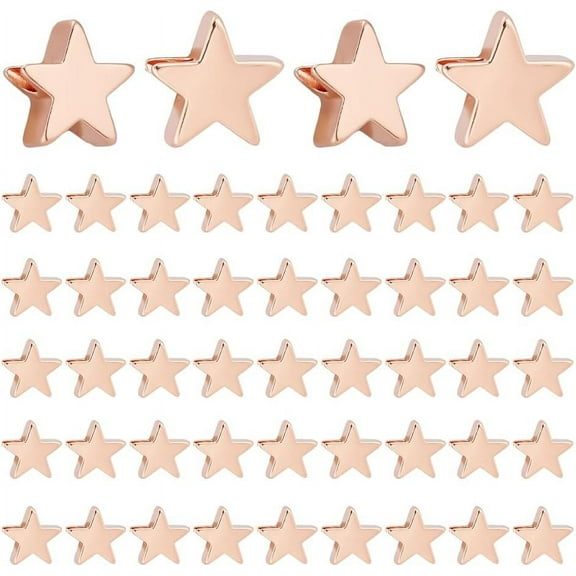 60PCS 14k Gold Plated Star Spacer Beads Metal Brass Star Charm Beads Twinkle Star Beads Craft Loose Beads for DIY Necklace Bracelet Earring Pendant Making Decor Craft 8x7.5mm