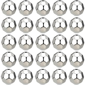 60PCS 16mm Silver Disco Ball Beads Bulk Silver Faceted Beads Rondelle Reflective Focal Plastics Mini Bright Round Loose Spacer Beads