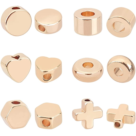 60PCS 18K Gold Plated Round Spacer Beads Heart Brass Beads