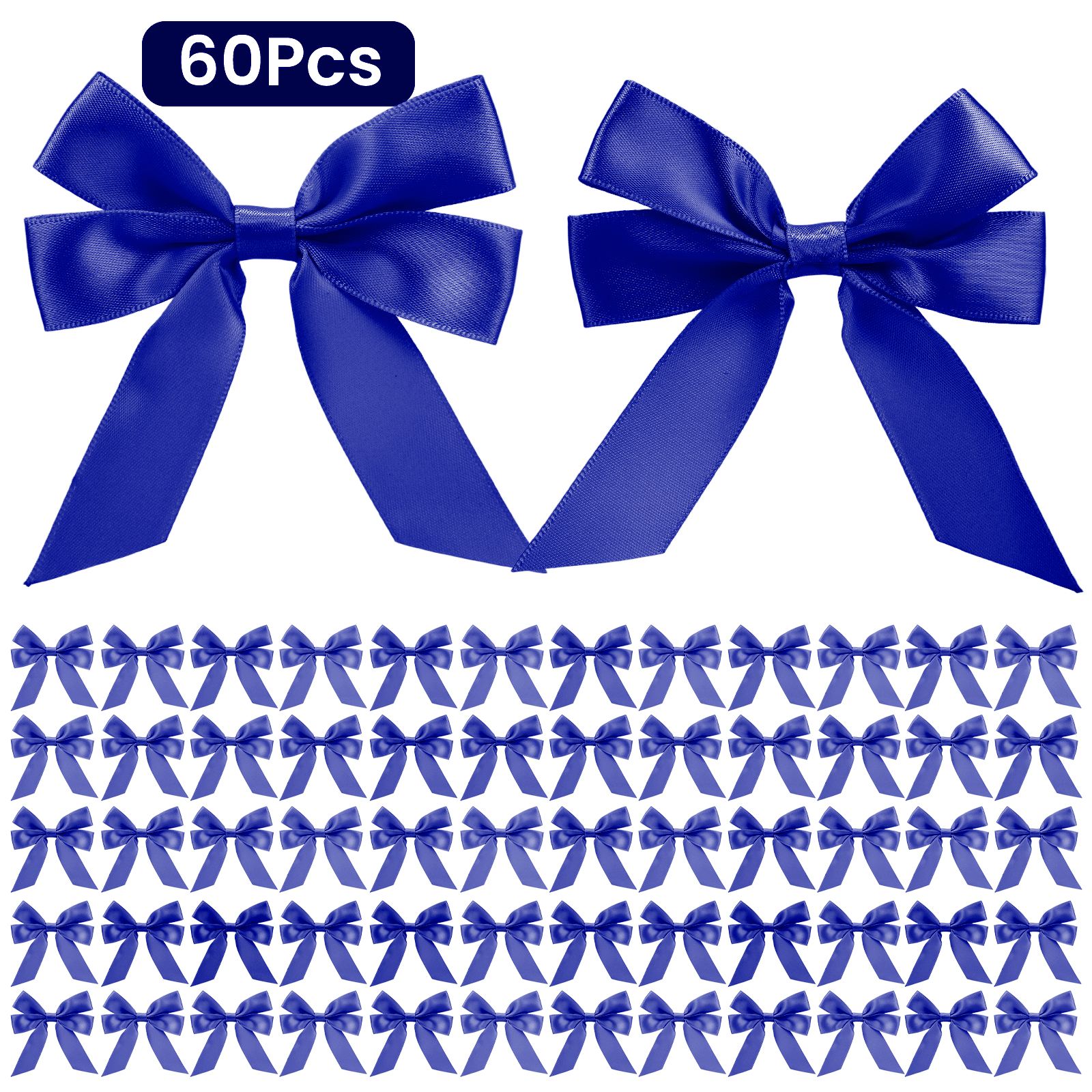60PCS 3.35 Inch Ribbon Bows in Gift Box for Christmas Gift Wrapping, Holiday, Wedding Party Decorations - 6 Colors Available