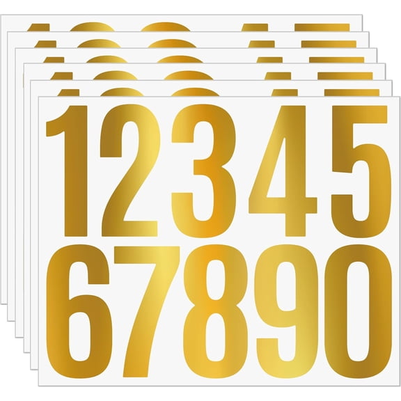 60PCS 3 Inch Gold Vinyl Number Stickers – Waterproof Adhesive Numbers 0-9 for Mailbox, DIY Crafts, Address Labels, Door Signs, Event Decor, Party Supplies(Golden)