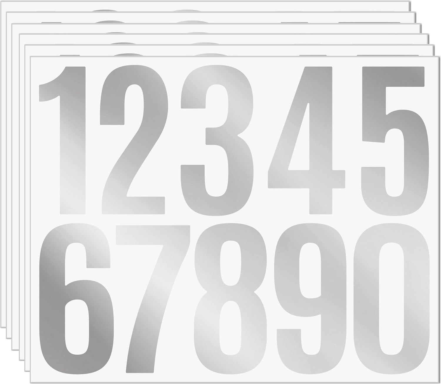 60PCS 3 Inch Silver Vinyl Number Stickers – Waterproof Adhesive Numbers ...