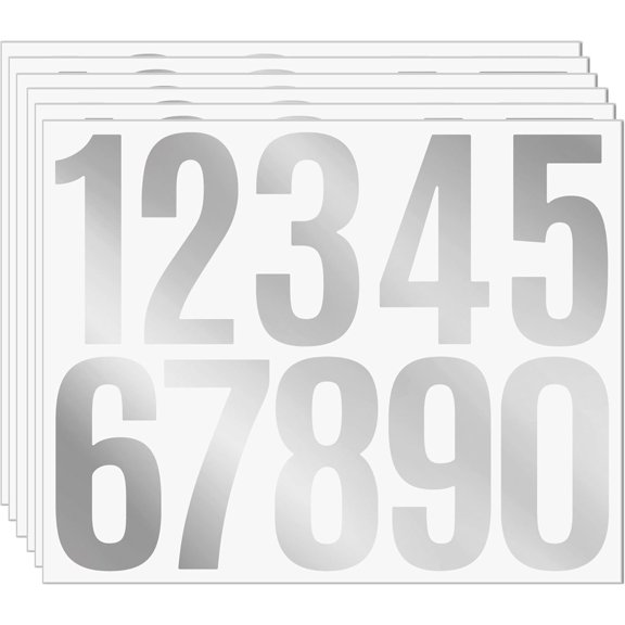 60PCS 3 Inch Silver Vinyl Number Stickers – Waterproof Adhesive Numbers 0-9 for Mailbox, DIY Crafts, Address Labels, Door Signs, Event Decor, Party Supplies(Silver)