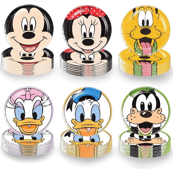 60PCS Anime characters Party Paper Plates Theme Decorations 7In Dessert Plates Disposable Tableware Dinnerware Set for kids Baby Shower Birthday Mediterranean Party Supplies