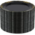 thumbnail image 1 of 60PCS Black and Gold Plastic Plates, Heavy Duty Black and Gold Disposable Plates Premium 7.5 inch Black Dessert Cake Salad Appetizer Plates Hard Plastic Plates Disposable for Party, 1 of 17