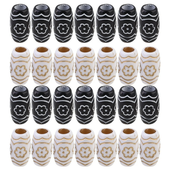 FRCOLOR White Resin Braiding Beads for Hair Decoration Stylish Hair Accessory with 60 Pieces 9mm Size