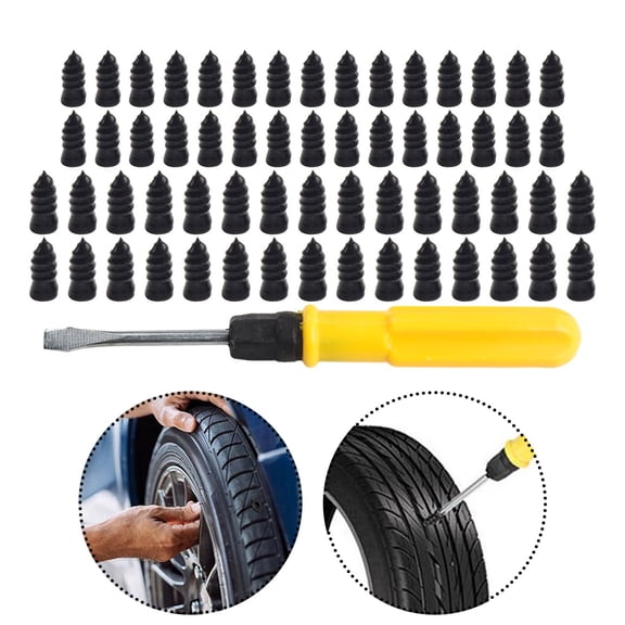 60PCS Car Vacuum Tire Repair Nails Rubber Screw Nail + Screwdriver Fast Tool Set