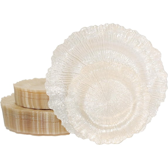 60PCS Clear Coffee Plastic Plates - Clear Brown Plastic Plates ...