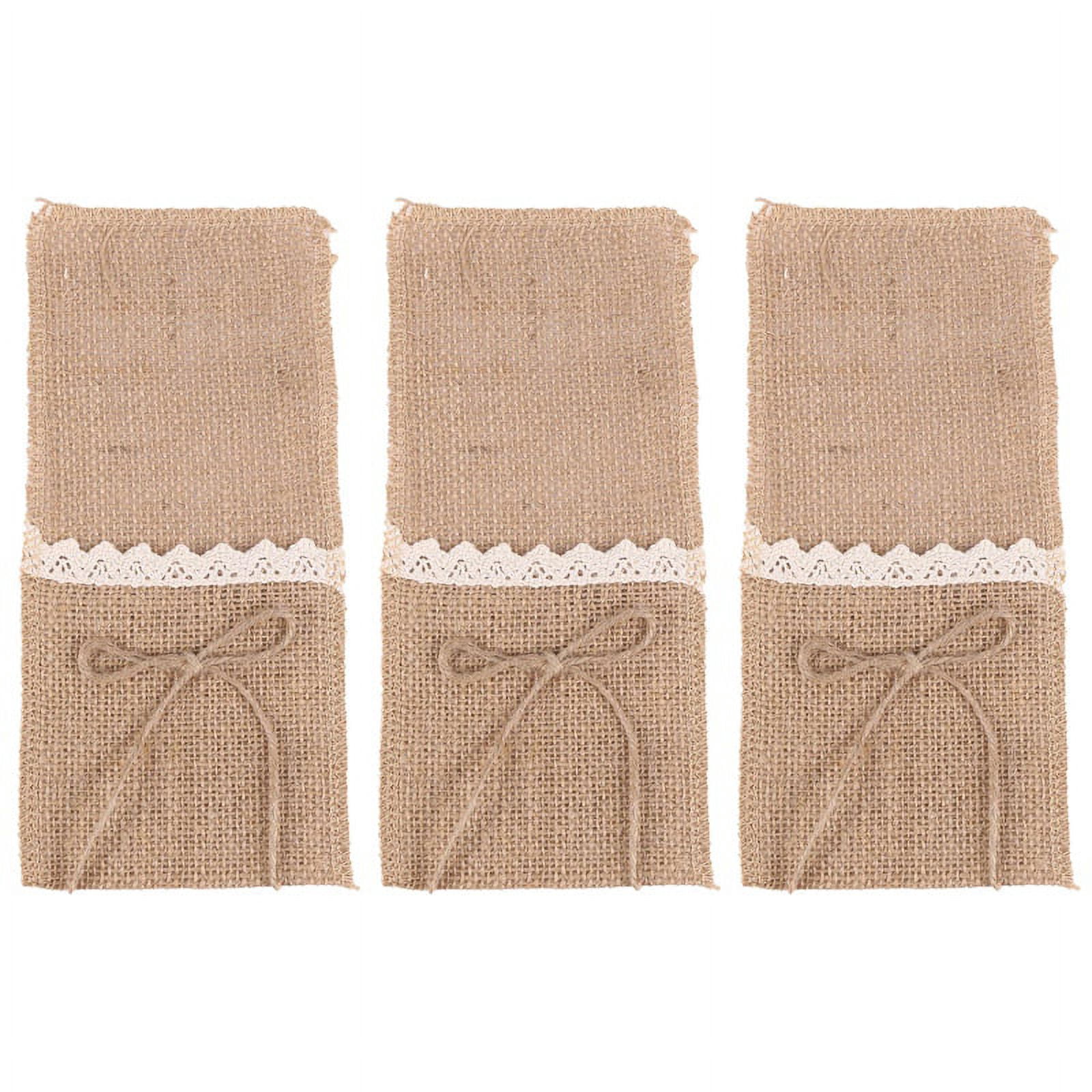 Rustic Silverware Rests 60PCS Country Wedding Table Silverware Holder Natural Burlap Cutlery ...