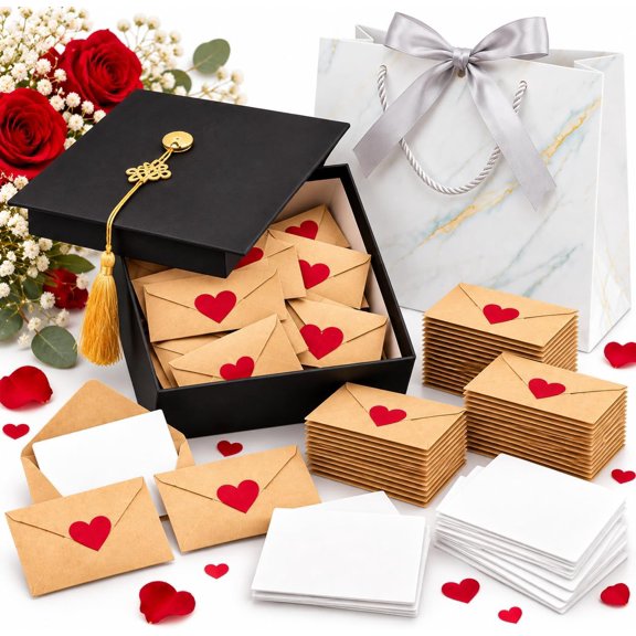 60PCS DIY Love Notes Box, Mini Envelopes with Blank Cards for Romantic Gifts