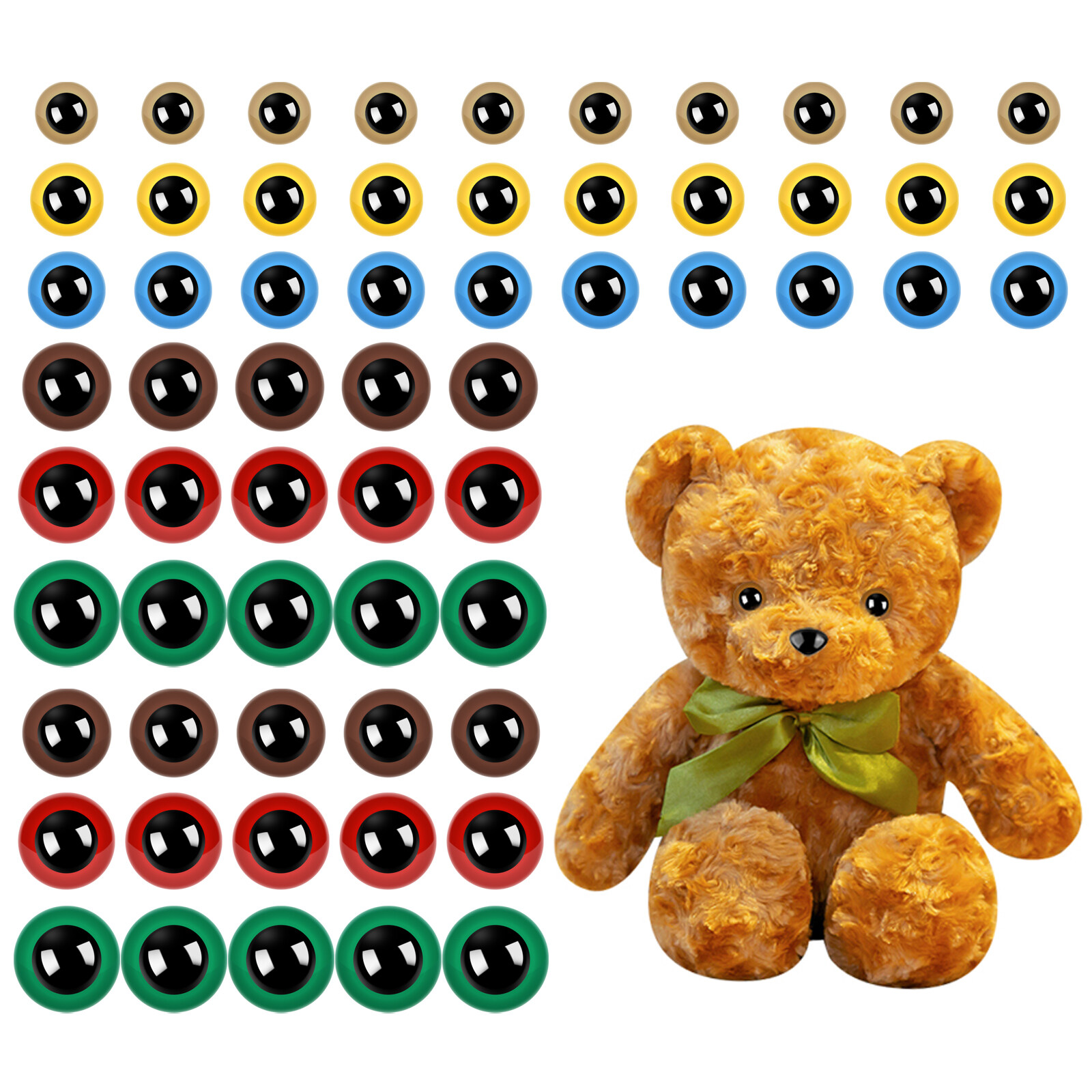 60PCS Doll Safety Eyes Plastic Stuffed Animal Eyes Craft Crochet Eyes