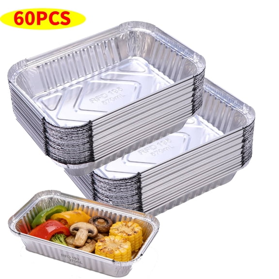 60PCS Drip Pans, Aluminum BBQ Foil Pans, Disposable Grease Trays Replacement Parts (20oz)