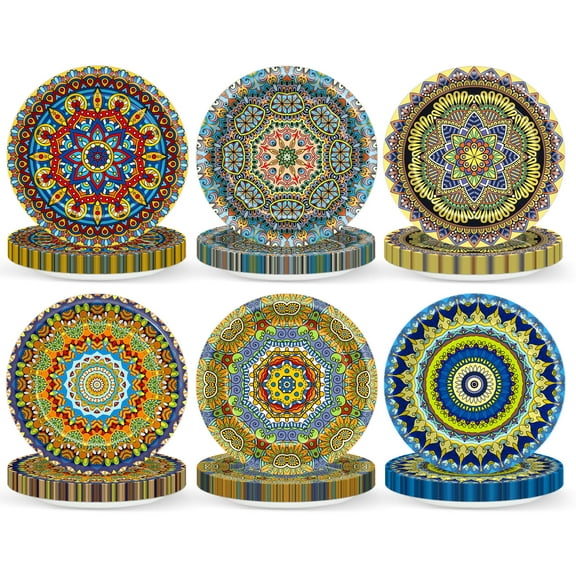 60PCS Fiesta Party Paper Plates for AFN1Mexican Themed Decorations 7In Cinco De Mayo Dessert Plates Colorful Disposable Tableware Set for Taco Carnival Birthday Supplies