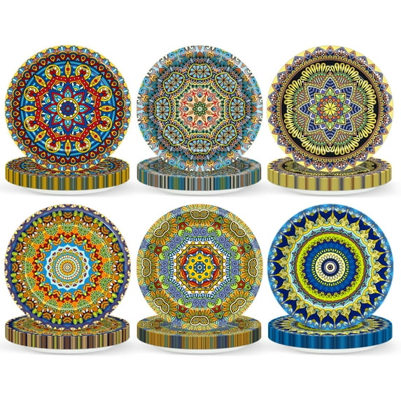 60PCS Fiesta Party Paper Plates for AFN1Mexican Themed Decorations 7In Cinco De Mayo Dessert Plates Colorful Disposable Tableware Set for Taco Carnival Birthday Supplies