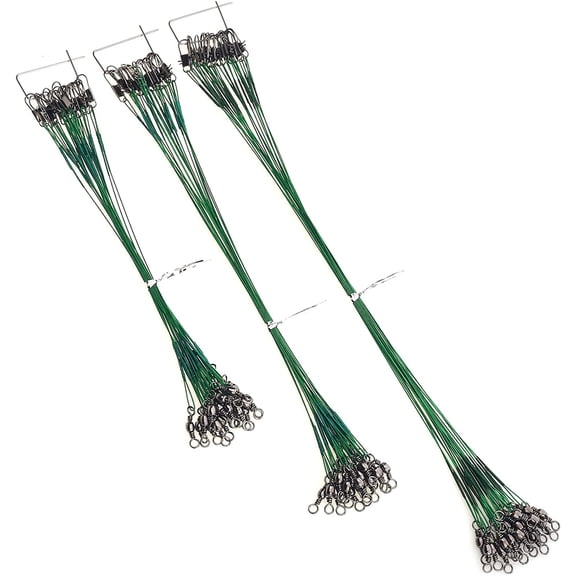60PCS Fishing Leaders, Hi-Low Rig Fish Line Stainless Steel Wire Leader with Swivel Snap Assortment Fishing Gear Connect for Lures Bait Rig Hooks