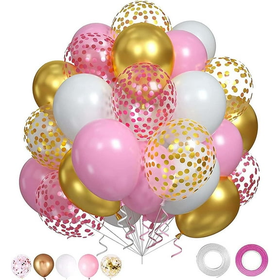 60PCS Gold Pink and White Balloons,White Pink and Gold Balloon Arch Kit Party Decorations,Suitable for Confession Proposal Wedding Girl Birthday Baby Shower Party Decoration