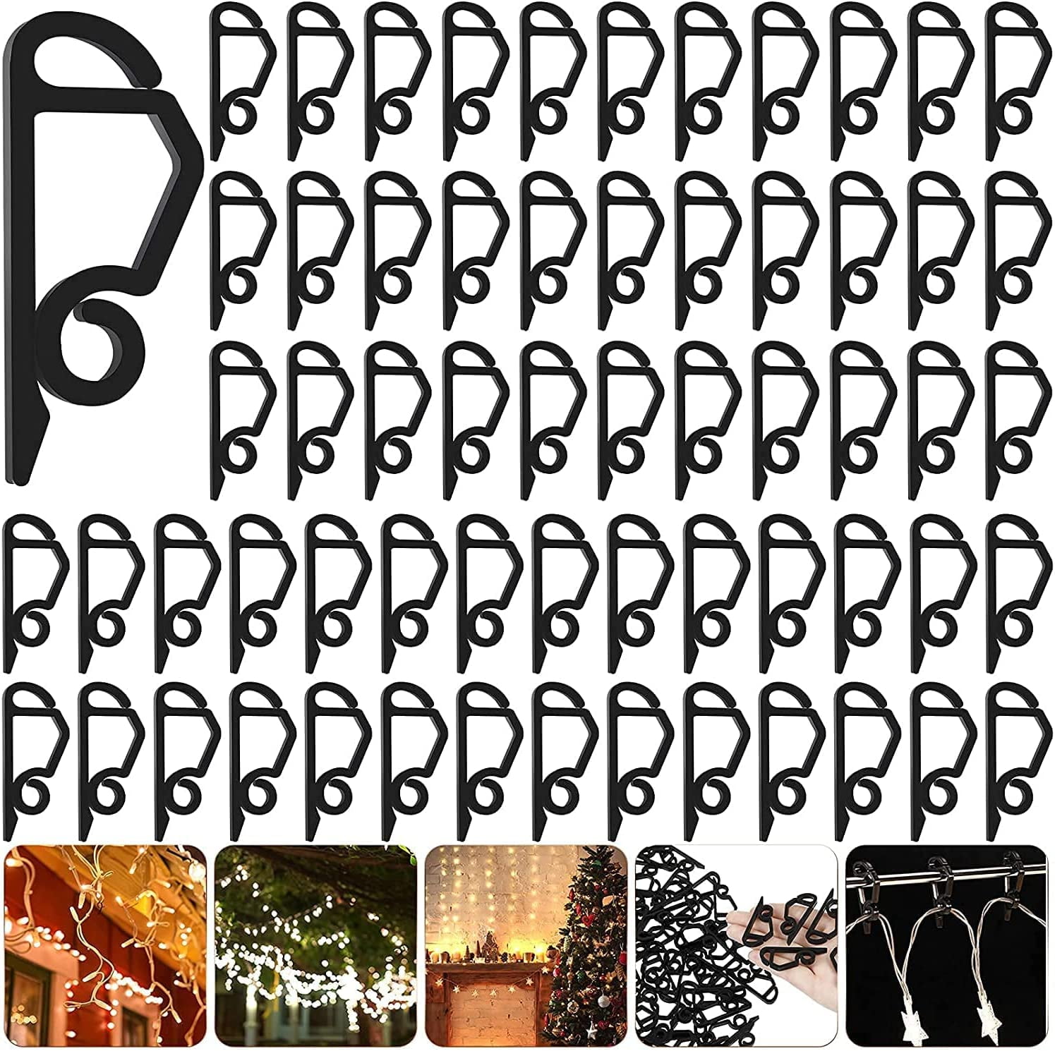 60PCS Gutter Hanging Hooks/Clips for Outdoor Christmas String Icicle