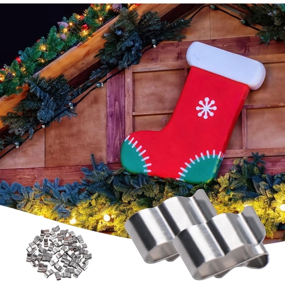 60PCS Gutter Hooks, Small Stainless Steel Clips for Hanging Outdoor Lights Christmas Lights Gutter Hooks Holiday Lights Roof Hooks for Festival Decoration