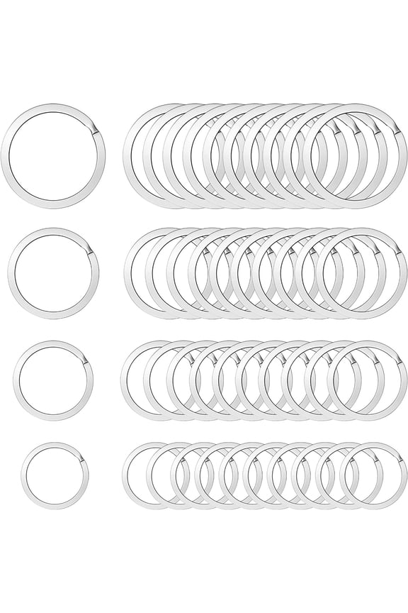 60PCS Key Rings Bulk,Flat Keychain Ring Split Key Ring for Home Car Keys (0.98INCH, 1.10INCH, 1.25INCH, 1.37INCH)(Silver)