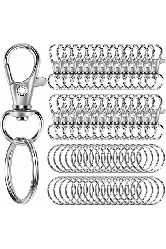 60PCS Keychain Making Kit, Including 30PCS Keychains Clips Hooks and 30PCS Key Chain Rings, Lobster Claw Clasps with Keychains Rings Accessories for Jewelry Making