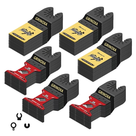 60PCS Multitool Blades, Oscillating Saw Blades with Titanium Coating, Japanese Teeth for Wood, Plastic & Metal, Universal Oscillating Tool Blades Fit DeWalt, Milwaukee, Ryobi, Fein