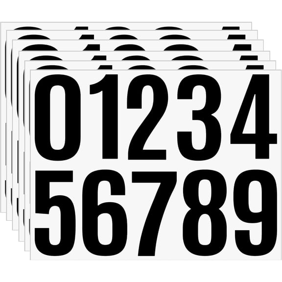 60PCS Number Stickers 6 Sheets 4 Inch Large Vinyl Self-Adhesive Numbers for Mailbox Address, House Numbers, Outdoor Signs, Bulletin Boards, Windows, Doors & CraftsBlack