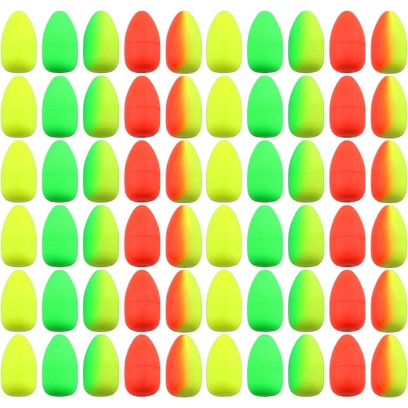 60PCS Oval Foam Floats Bullet Fishing Surf Rig Snell Floats Spinner Pompano Rigs Oval Fly Fishing Strike Indicators for Trout Catfish Walleye, Mixed Color
