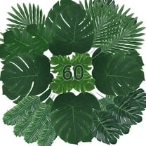 Dalrosia 60PCS Palm Leaves Artificial Tropical Monstera-6 Kinds Fake Leaf Plants Artificial Tropical Green Jungle Safari Hawaiian Luau Party Table Decoration Wedding Birthday Theme Party