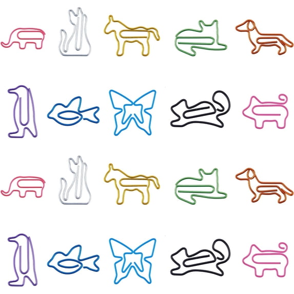 60PCS Paper Clips Assorted Colors Animal Shaped Paperclip Fun Paper Clips Coated Bookmark Clips Office Supplies for Women Coworkers