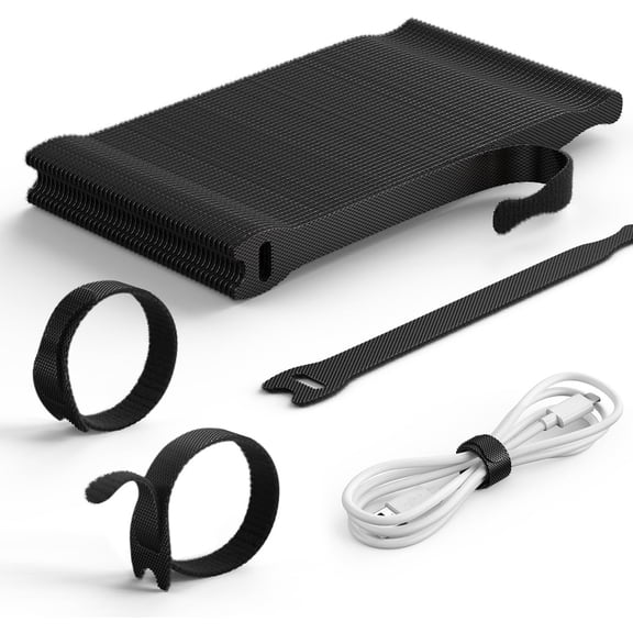 60PCS Reusable Cable Ties, Upgraded Tapered Tail for Effortless Threading, 6-Inch Durable Nylon Hook and Loop Cord Organizer Straps, Adjustable Management Desk, PC, Home & Office