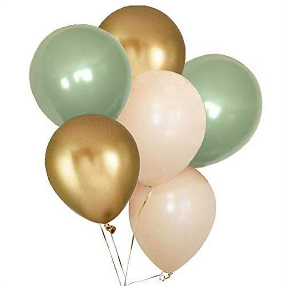 60PCS Sage Green Nude Cream Gold Chorme Balloons Bouquet Garland Arch Kit Avocado Green Balloon Retro Green Balloon for Eucalyptus Greenery Garland Woodland Baby Shower Rustic Wedding Party Decoration