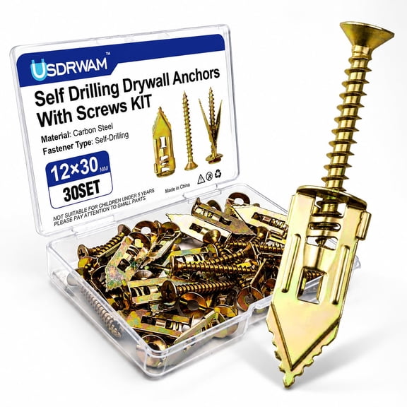 60PCS Self-Drilling Drywall Anchors with Screws, Metal Wall Anchors