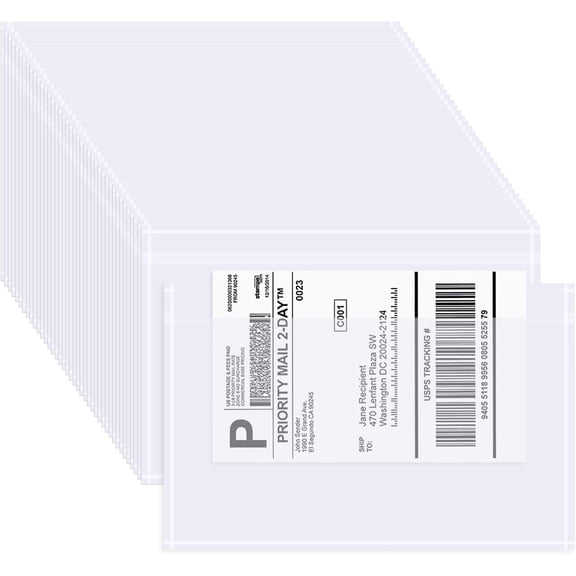 60PCS Shipping Label Sleeves, 6.7" x 9.8" Packing Slip Pouches, Packing List Envelopes/Shipping Label Envelopes for Mailing, Packing List, Packaging, Protective Documents