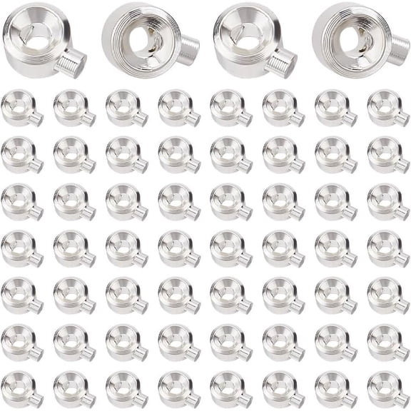 60PCS Stopper Crimp Beads 925 Sterling Silver Plated Spacer Beads Metal Brass Crimp Bead Positioning Flat Round Bead for DIY Bracelet Necklace Jewelry Making Accessories