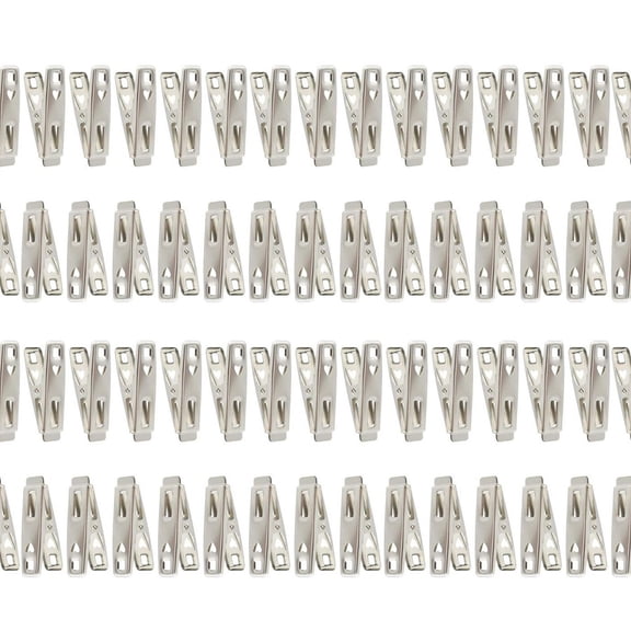 60PCS Strong Stainless Steel Clothes Pins, Metal Laundry Clips, Heavy Duty Metal Clothespins for Laundry, Hanging, Drying Socks, Craft, Food Sealing, and Household Use