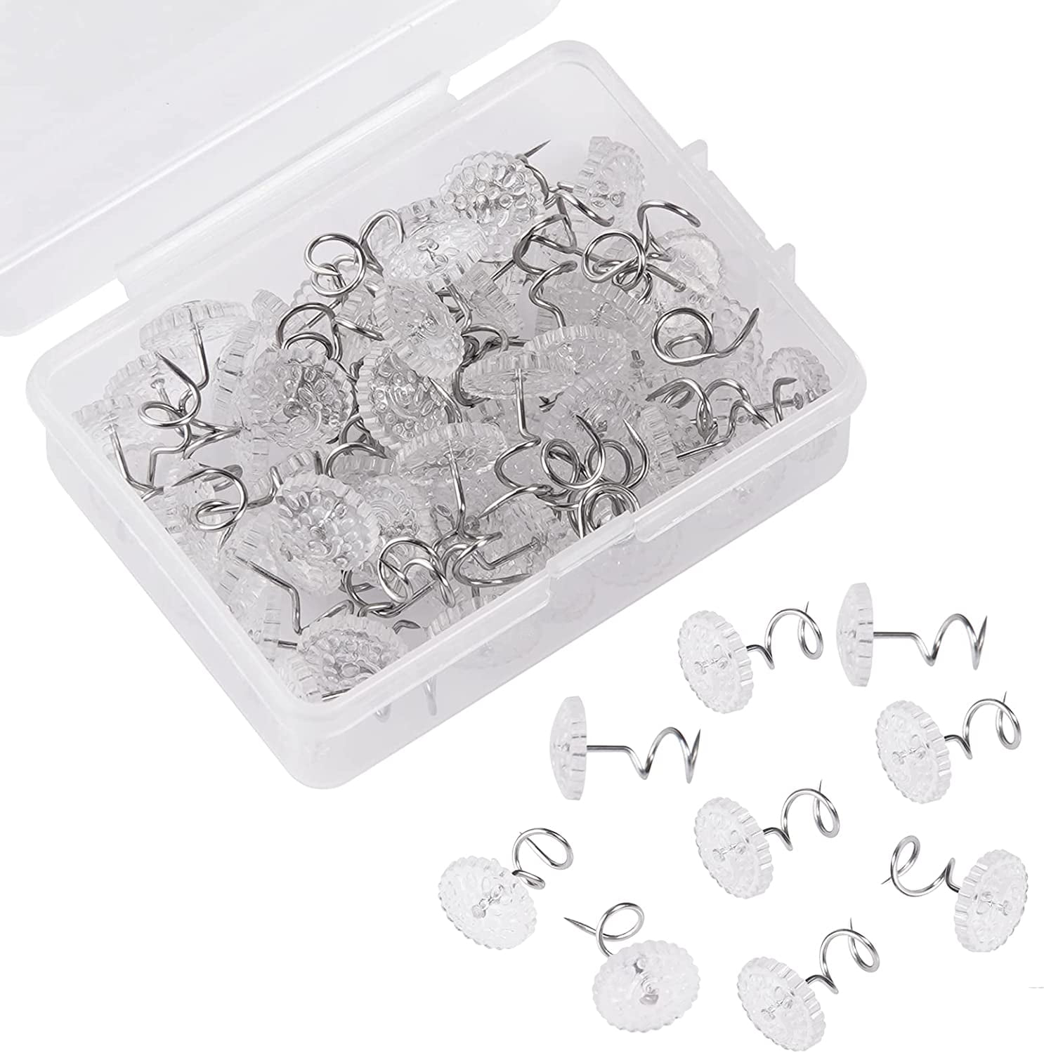 Bed Skirt Pins, Easy to Use Plastic Clear Heads Tacks 400 Pieces Stainless  Steel for Bedskirt 