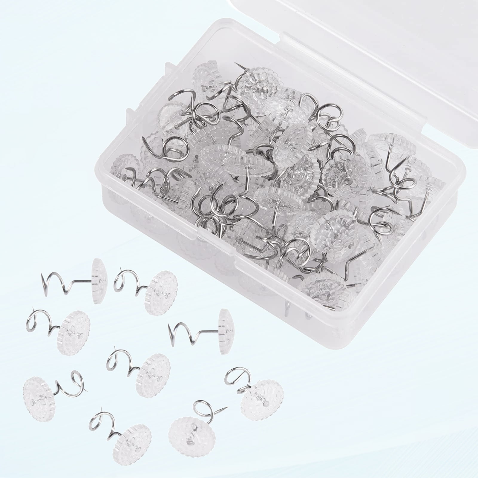 60PCS Upholstery Thumbtacks Bed Skirt Pins or Holders Clear Head Upholstery Pins, Headliner