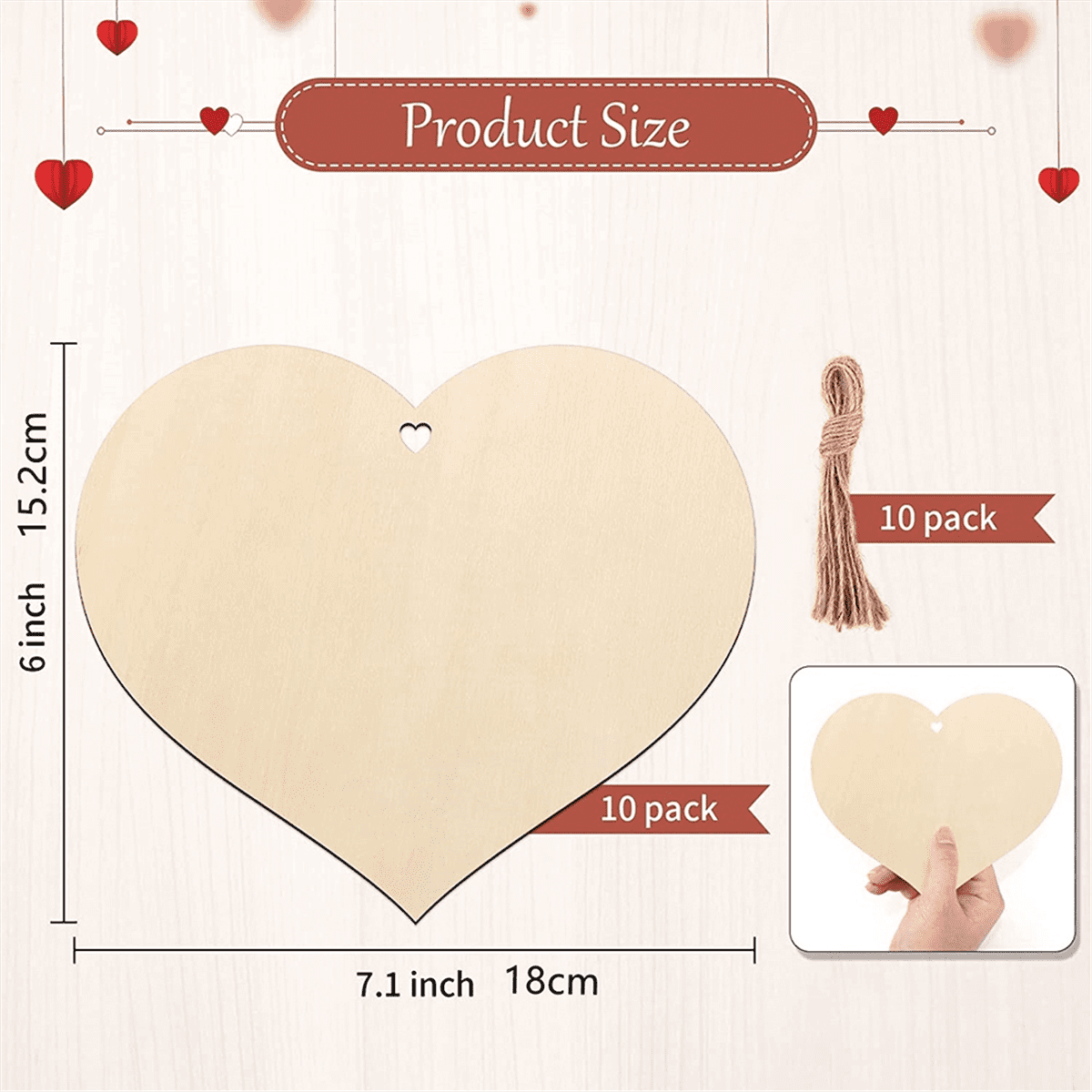 60PCS Wooden Christmas Ornaments Unfinished Wood Hanging Christmas Tags