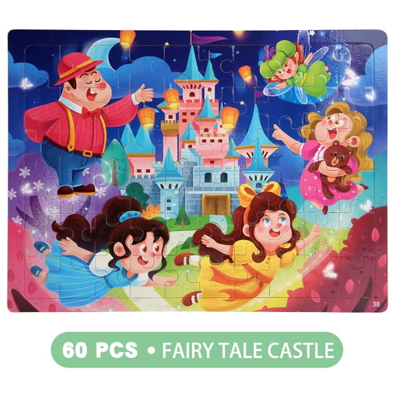 60PCS Wooden Jigsaw Color 3D Puzzle Cartoon Characters Animal Early Educational Learning Logical Thinking Focus Puzzle Toys Gift