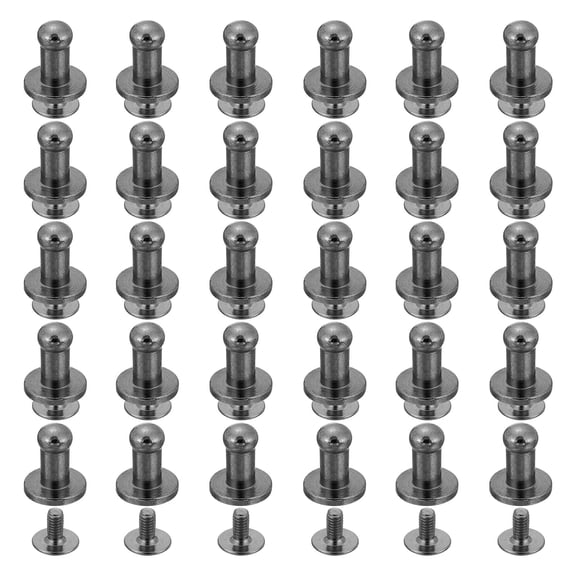 60Pack 4mm Chicago Screws Round Head Button Leathercraft Rivets, Metallic Black