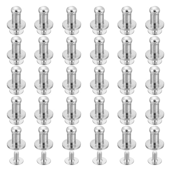 60Pack 4mm Chicago Screws Round Head Button Leathercraft Rivets, Silver