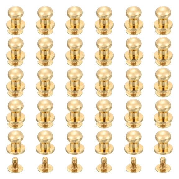60Pack 6mm Chicago Screws Round Head Button Leathercraft Rivets, Light Gold