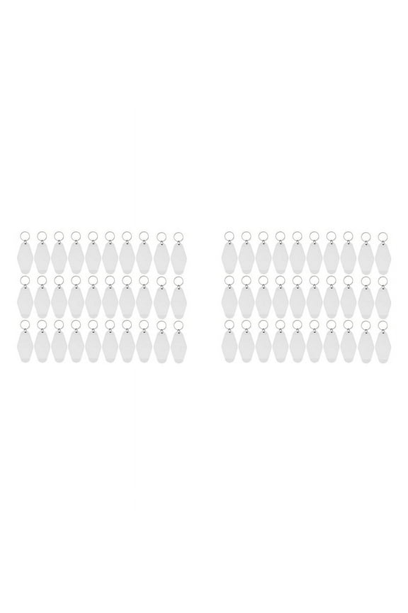 60Pack Motel Keychain Blanks Vintage Motel Keychains Sublimation Blank Keychain for Vinyl DIY Crafting Keychain White